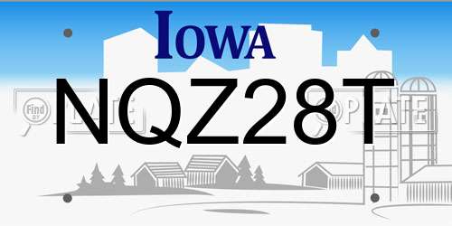 NQZ28T Iowa License Plate