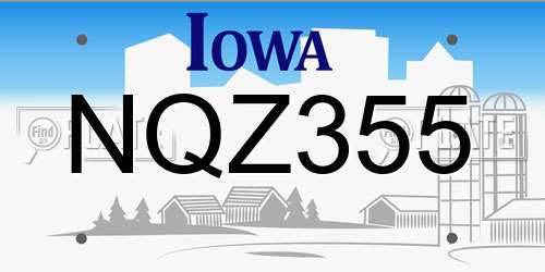 NQZ355 Iowa License Plate
