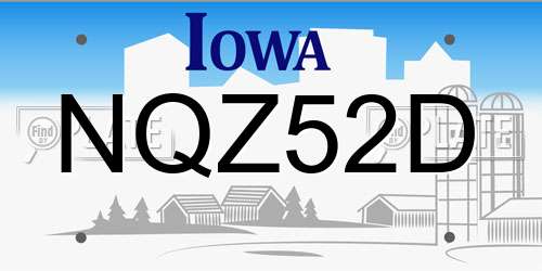 NQZ52D Iowa License Plate