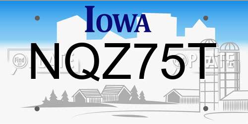 NQZ75T Iowa License Plate