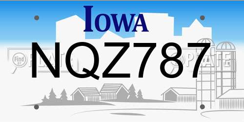 NQZ787 Iowa License Plate