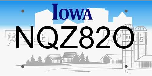 NQZ82O Iowa License Plate