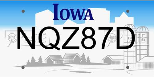 NQZ87D Iowa License Plate