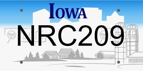 NRC209 Iowa License Plate
