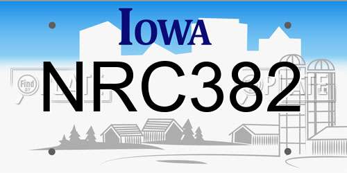 NRC382 Iowa License Plate