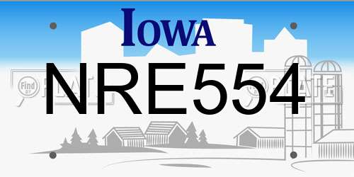 NRE554 Iowa License Plate