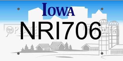 NRI706 Iowa License Plate