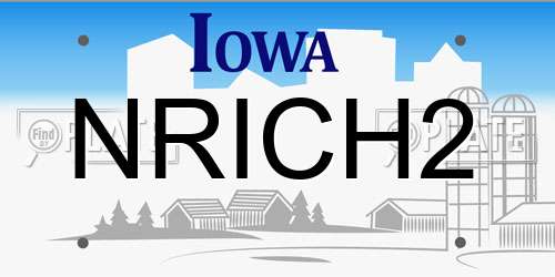 NRICH2 Iowa License Plate