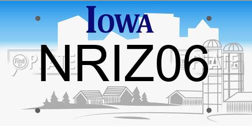 NRIZ06 Iowa License Plate