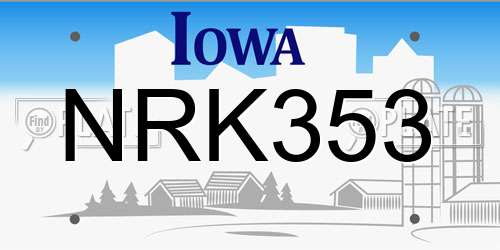 NRK353 Iowa License Plate