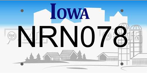 NRN078 Iowa License Plate