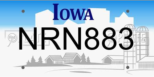 NRN883 Iowa License Plate