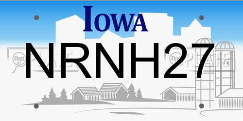NRNH27 Iowa License Plate