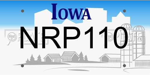 NRP110 Iowa License Plate
