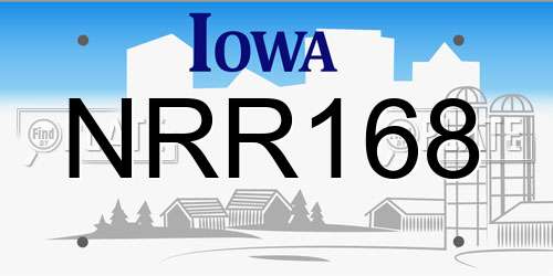 NRR168 Iowa License Plate
