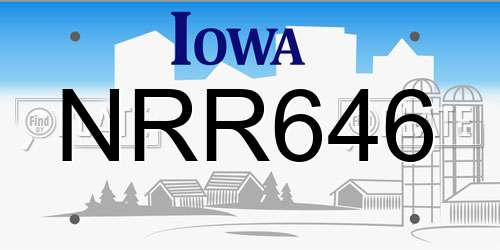 NRR646 Iowa License Plate