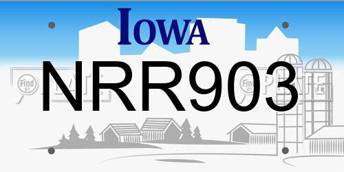 NRR903 Iowa License Plate
