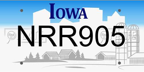 NRR905 Iowa License Plate