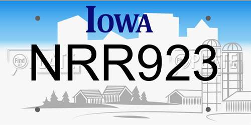 NRR923 Iowa License Plate