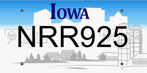 NRR925 Iowa License Plate