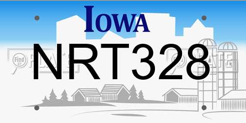 NRT328 Iowa License Plate