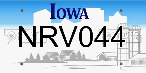 NRV044 Iowa License Plate