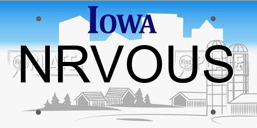 NRVOUS Iowa License Plate