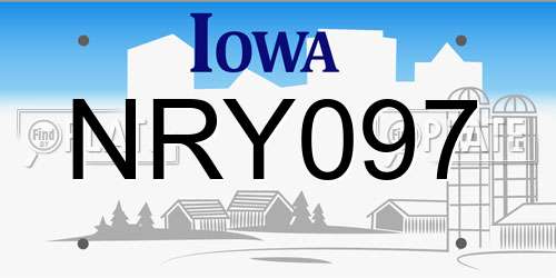 NRY097 Iowa License Plate