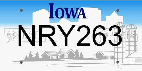 NRY263 Iowa License Plate