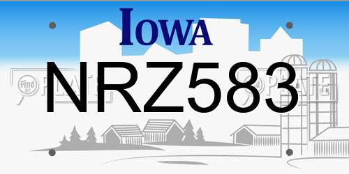 NRZ583 Iowa License Plate