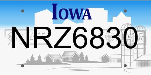 NRZ6830 Iowa License Plate