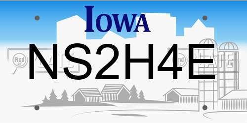 NS2H4E Iowa License Plate