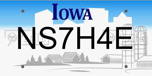 NS7H4E Iowa License Plate
