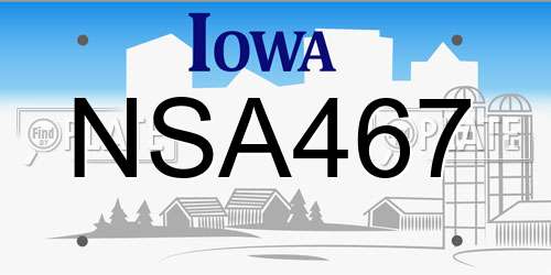 NSA467 Iowa License Plate