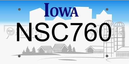 NSC760 Iowa License Plate
