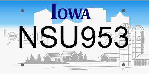 NSU953 Iowa License Plate