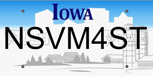 NSVM4ST Iowa License Plate