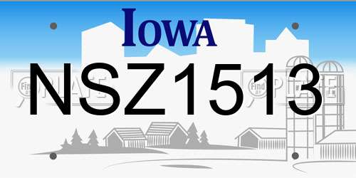 NSZ1513 Iowa License Plate