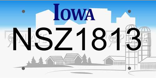 NSZ1813 Iowa License Plate
