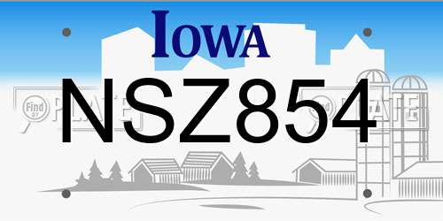 NSZ854 Iowa License Plate