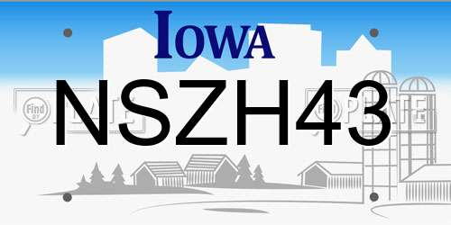 NSZH43 Iowa License Plate