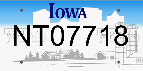 NT07718 Iowa License Plate