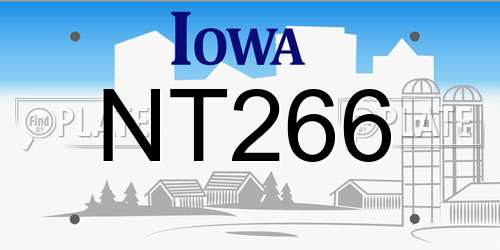 NT266 Iowa License Plate