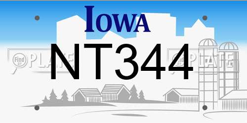 NT344 Iowa License Plate