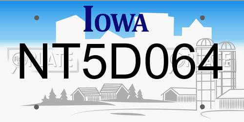 NT5D064 Iowa License Plate