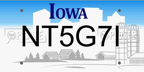NT5G7I Iowa License Plate