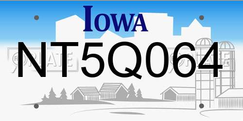 NT5Q064 Iowa License Plate