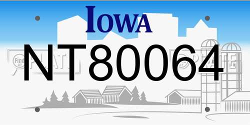 NT80064 Iowa License Plate