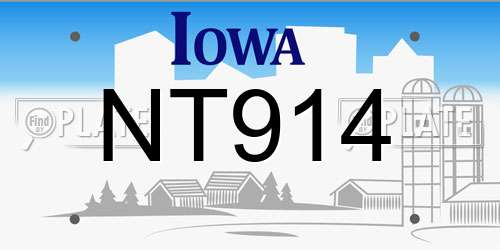 NT914 Iowa License Plate