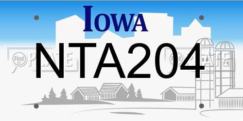 NTA204 Iowa License Plate